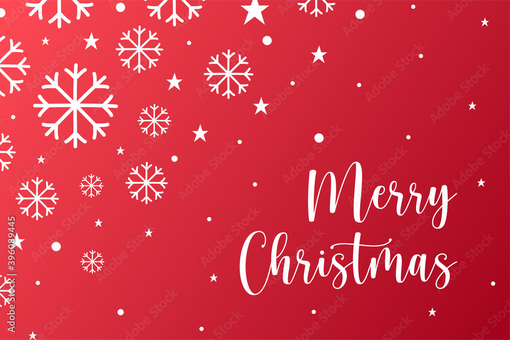 Christmas day background design in red color. Holiday banners, web designs, posters, stickers or greeting cards. Vector illustration