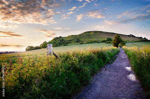 Cley hill, Wiltshire, bathed in warm summer light photo