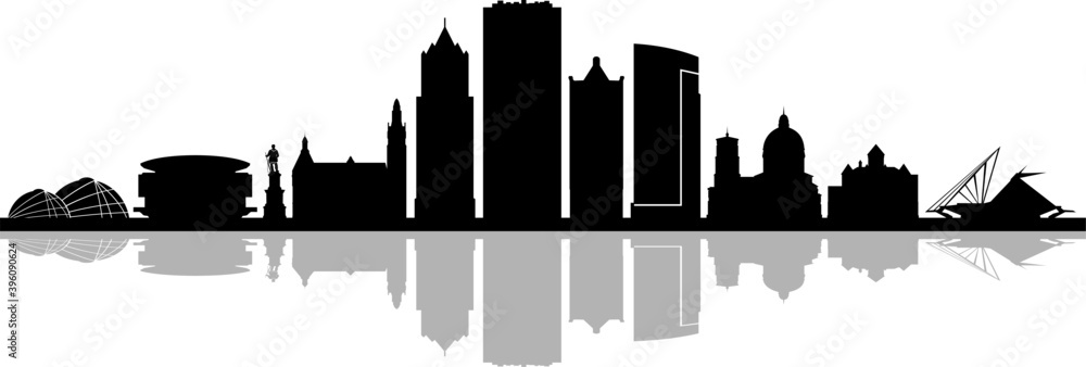 MILWAUKEE Wisconsin SKYLINE City Outline Silhouette