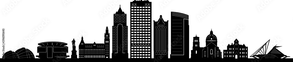 MILWAUKEE Wisconsin SKYLINE City Outline Silhouette