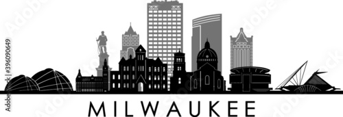 MILWAUKEE Wisconsin SKYLINE City Outline Silhouette
 photo