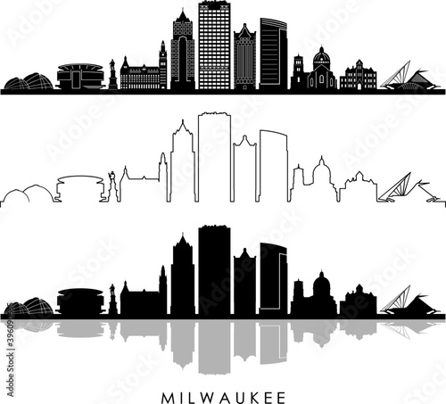 Obraz na płótnie MILWAUKEE Wisconsin SKYLINE City Outline Silhouette
w salonie