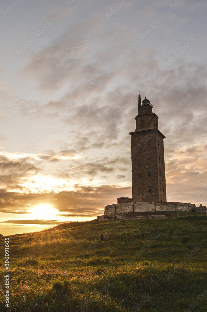 hercules tower at sunset galicia