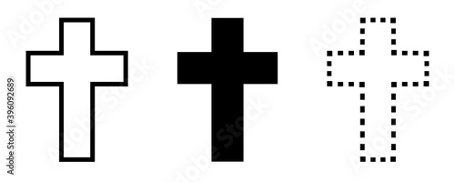 Christian Cross vector icon collection. Cross silhouette. Christian symbol isolated on white background. Vector illustration EPS10.