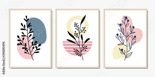 Set of creative minimalist hand drawn illustrations for wall decoration, postcard or brochure cover design. Hand draw vector design elements. Vector EPS10.