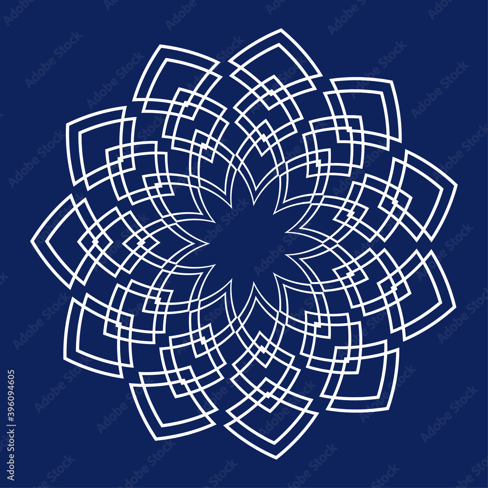 Obraz premium The white snowflake icon is insulated against a blue background.