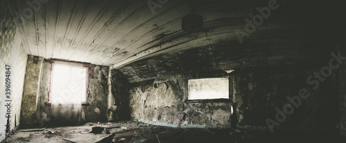 Obraz na plátně Creepy abandoned buildings with natural decay