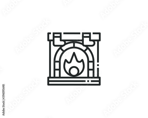 Fireplace Icon Vector Illustration .