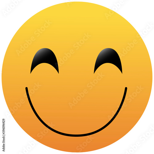 Smiling emoticon with happy eyes isolated on white background