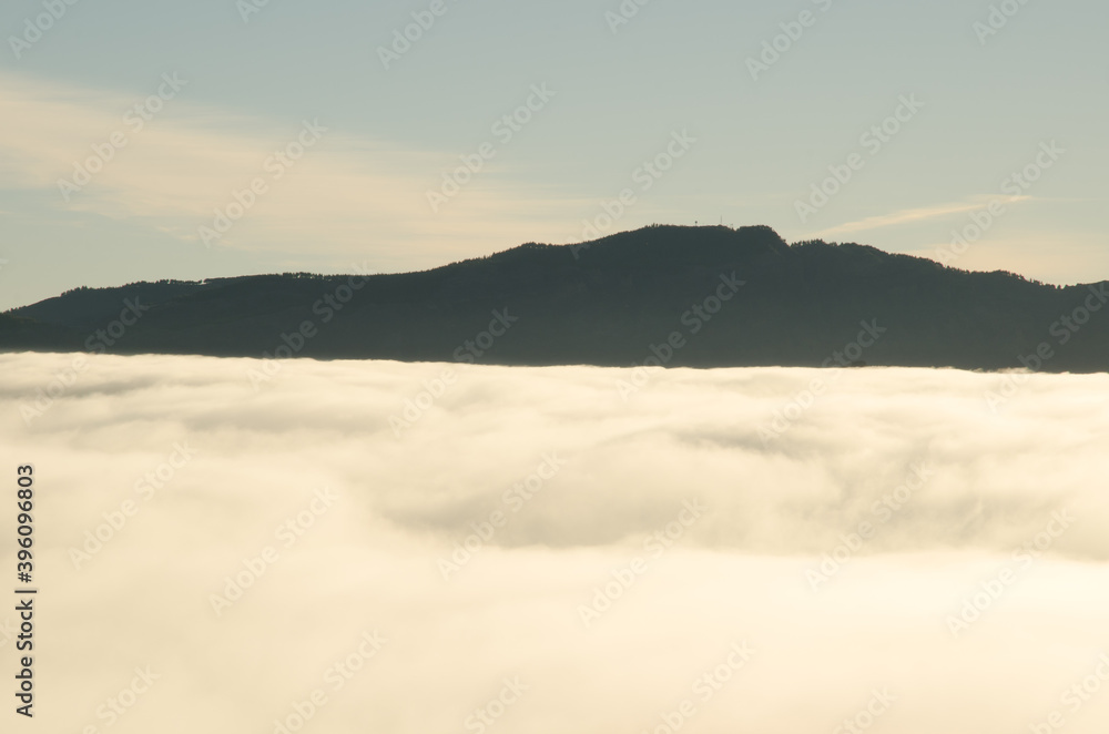 Sea of clouds and mountains of the north of Gran Canaria. Canary Islands. Spain.