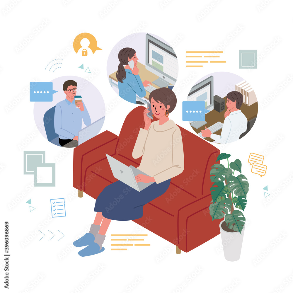 リモートワーク オンライン会議 イメージイラスト アイソメトリック Stock Vector Adobe Stock リモートワーク オンライン会議 イメージイラスト アイソメトリック Stock Vector Adobe Stock