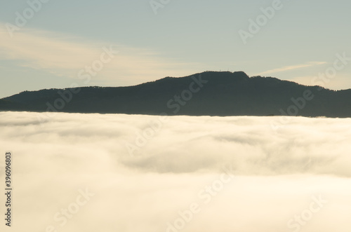 Sea of clouds and mountains of the north of Gran Canaria. Canary Islands. Spain.