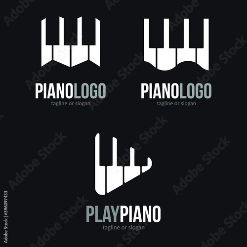 Piano music logo icon symbol design template
