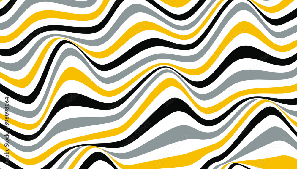 Abstract background of wavy black, white, yellow and gray lines. Vector illustration. Abstract background of wavy black, white, yellow and gray lines. Vector illustration.
