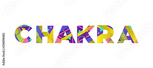 Chakra Concept Retro Colorful Word Art Illustration