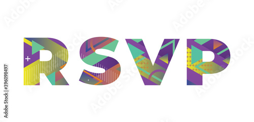 RSVP Concept Retro Colorful Word Art Illustration