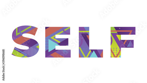 Self Concept Retro Colorful Word Art Illustration