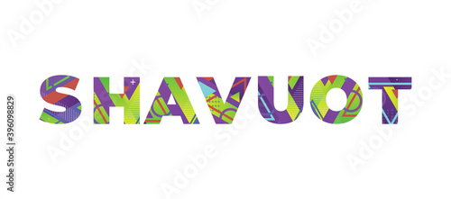 Shavuot Concept Retro Colorful Word Art Illustration