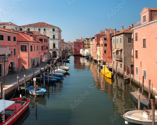 beautiful street canal boats in Chioggia