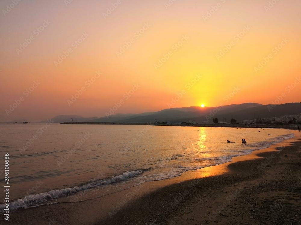 The mediterranean coast. sunset