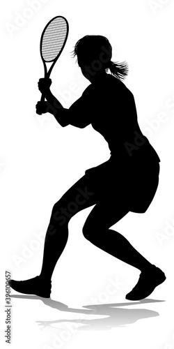 A tennis player woman female sports person in silhouette