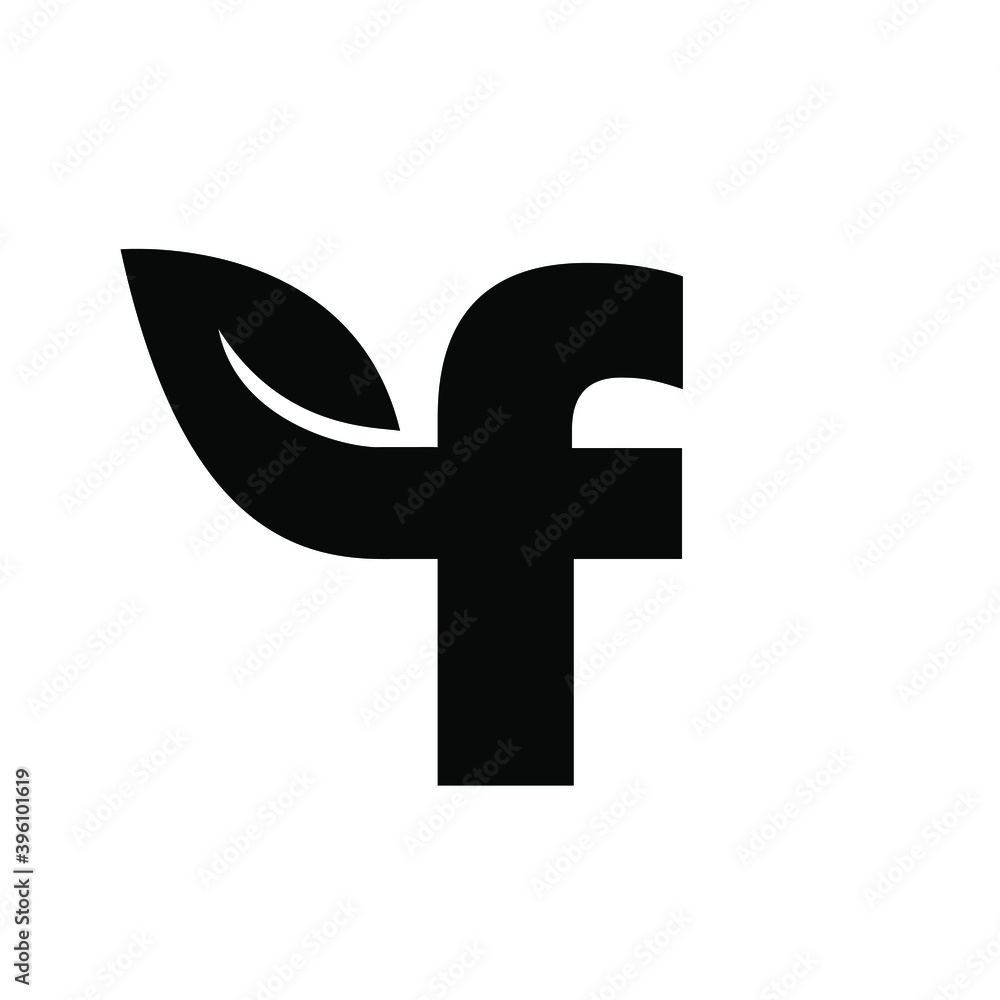 Obraz premium letter f leaf black logo