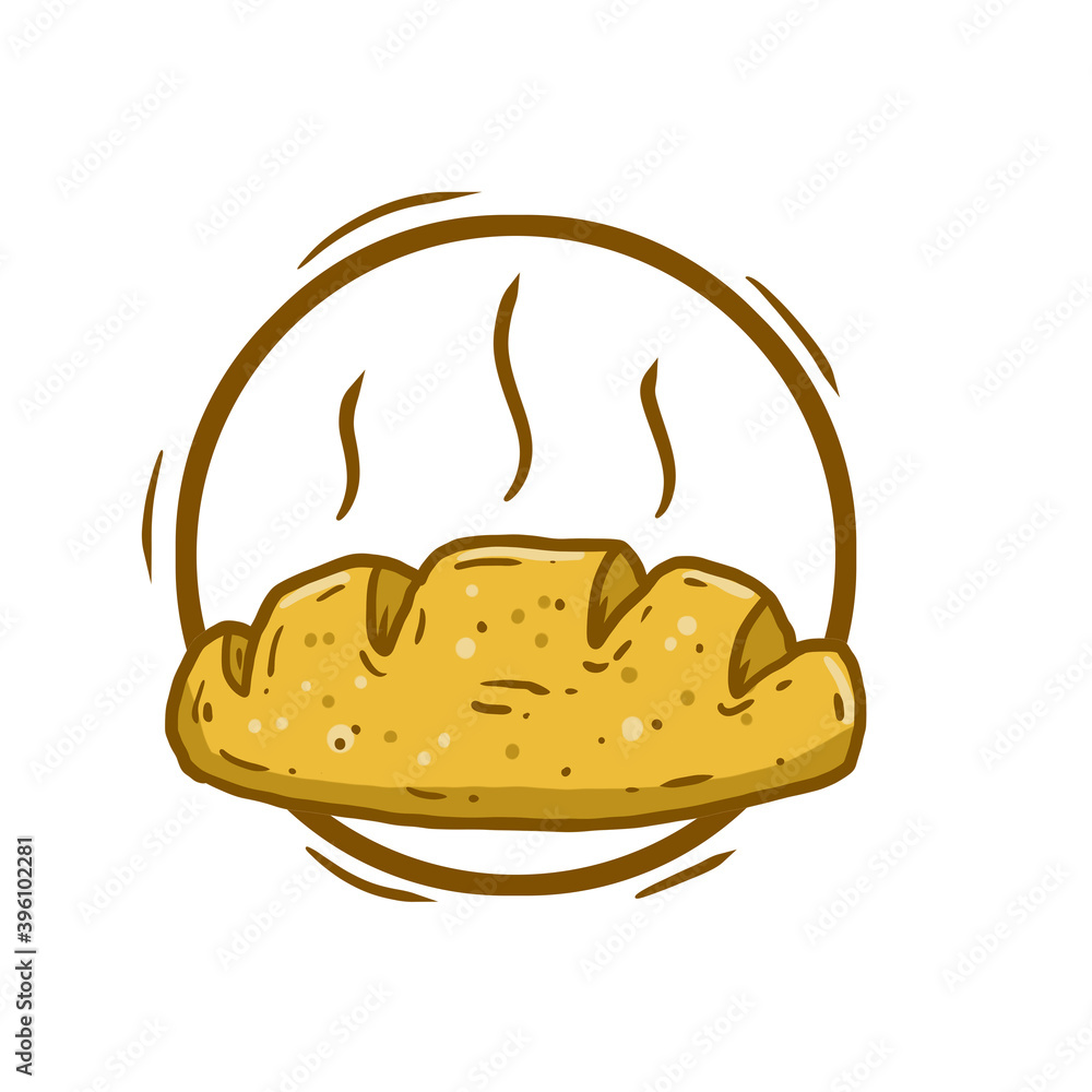 Logo of Bread. Set Of Loaves. Emblem of the bakery. Brown fried crust. Cartoon illustration. Natural farm product Logo of Bread. Set Of Loaves. Emblem of the bakery. Brown fried crust. Cartoon illustration. Natural farm product