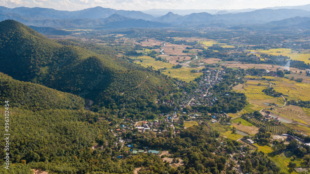 Top View Point of Pai district Mae Hong Son Thailand. Pai is a small town in northern Thailand