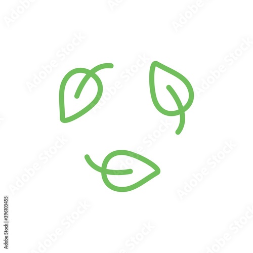 Biodegradable green icon. Recycle leaf symbol. Bio recycling degradable sign. Vector organic illustration isolated on white