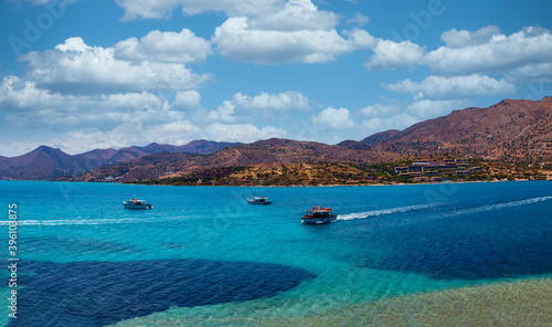 Obraz na płótnie View from the island of Spinalonga / Kalydon to the landscape and coast of the island of Crete w salonie