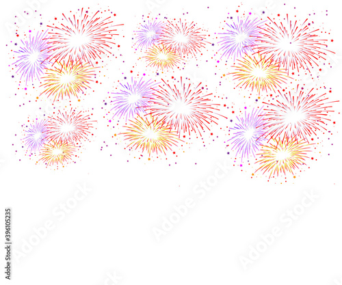 Colorful firework on white background. Vector illustration.