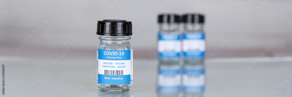 Coronavirus Vaccine bottle Corona Virus COVID-19 Covid vaccines copyspace copy space panoramic photo