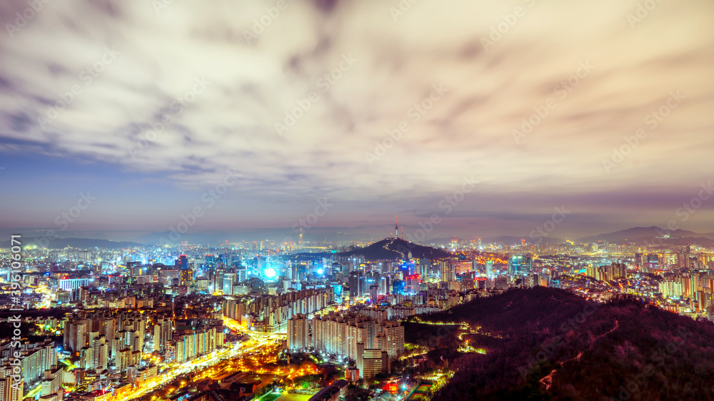 Night of Seoul City Skyline, The best view of South Korea.