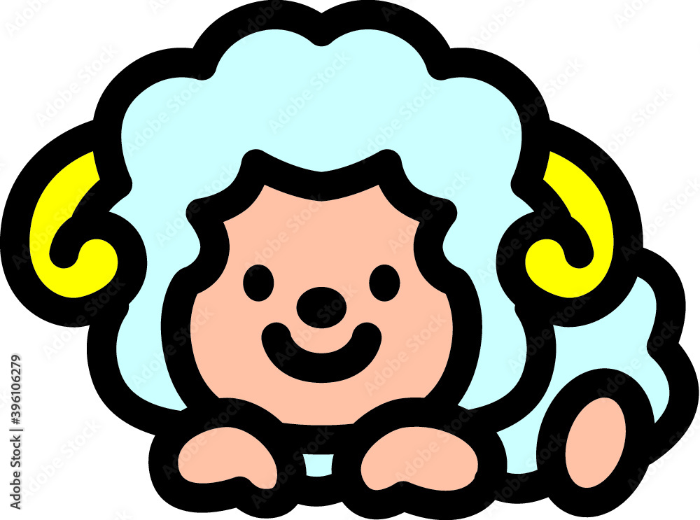 かわいいヒツジのキャラクター