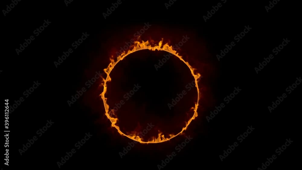 Ring of fire on black background, loop animation. Ring of fire on black background, loop animation.