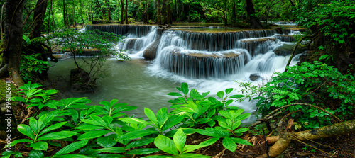 Fototapeta Naklejka Na Ścianę i Meble -  Panoramic beautiful deep forest waterfall in Thailand.