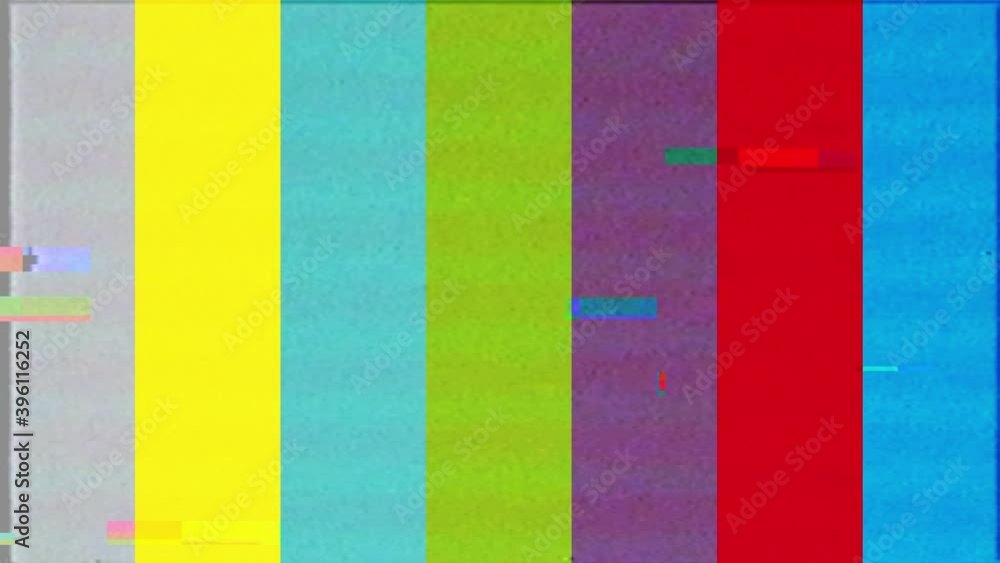 No signal old vintage TV. Static color noise. Glitch Error Video Damage ...