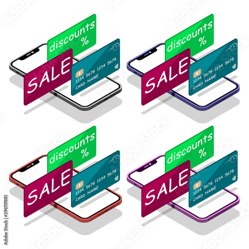Several different cards in one device. e-wallet. contactless payment