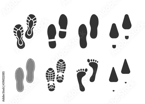 Sole print, great design for any purposes. Flat design vector. Black outline icon. Silhouette icon. Black background. Footprint sign.
