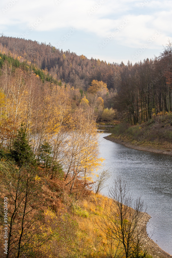 autumn landscape with river and forest autumn landscape with river and forest