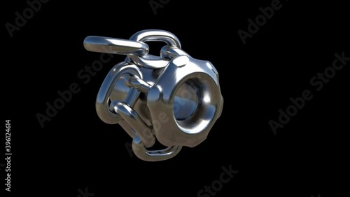 Metal chain or Iron chain, Hyper Realistic 3D animation of Rotating and spinning metallic Chain with realistic environmental light reflections and textures, 4k High Quality, 3D render