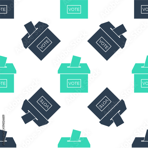 Green Vote box or ballot box with envelope icon isolated seamless pattern on white background. Vector.