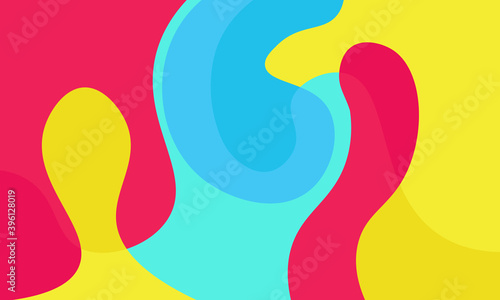 Red, yellow and blue liquid fluid background.