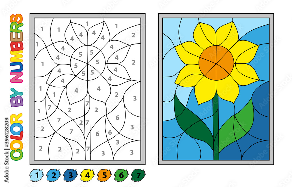 We Paint by Numbers. Puzzle Game for Children Education. Numbers and Colors  for Drawing and Learning Mathematics. Vector Stock Vector - Illustration of  child, outline: 203386619