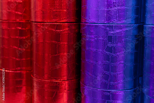 Background from round gift boxes