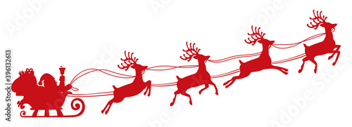 Santa Claus flyin on Christmas sleigh silhouette – vector