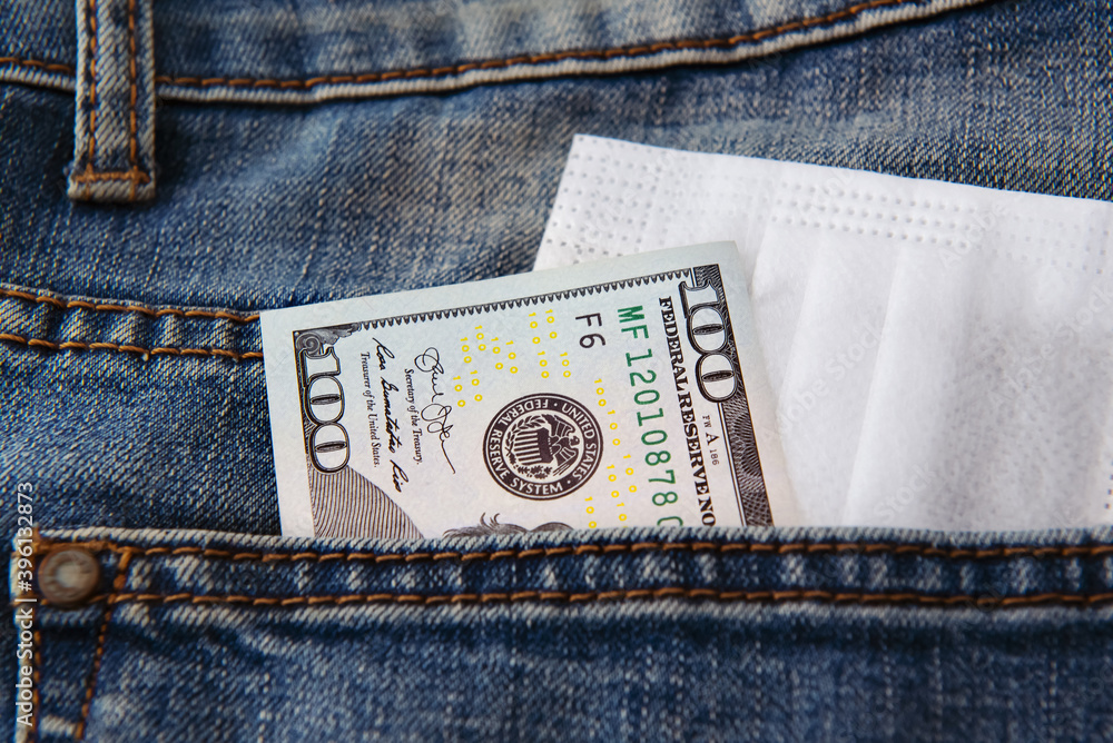 My face mask and money are in the back pocket of my jeans My face mask and money are in the back pocket of my jeans
