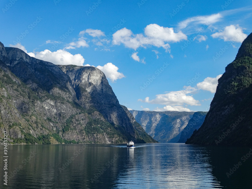 Landscape of lake and mountains, in the fjors near bergen, norway Landscape of lake and mountains, in the fjors near bergen, norway