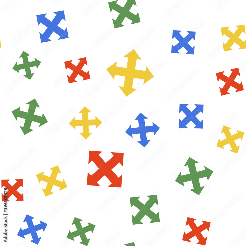 Color Arrows in four directions icon isolated seamless pattern on white background. Vector. Color Arrows in four directions icon isolated seamless pattern on white background. Vector.