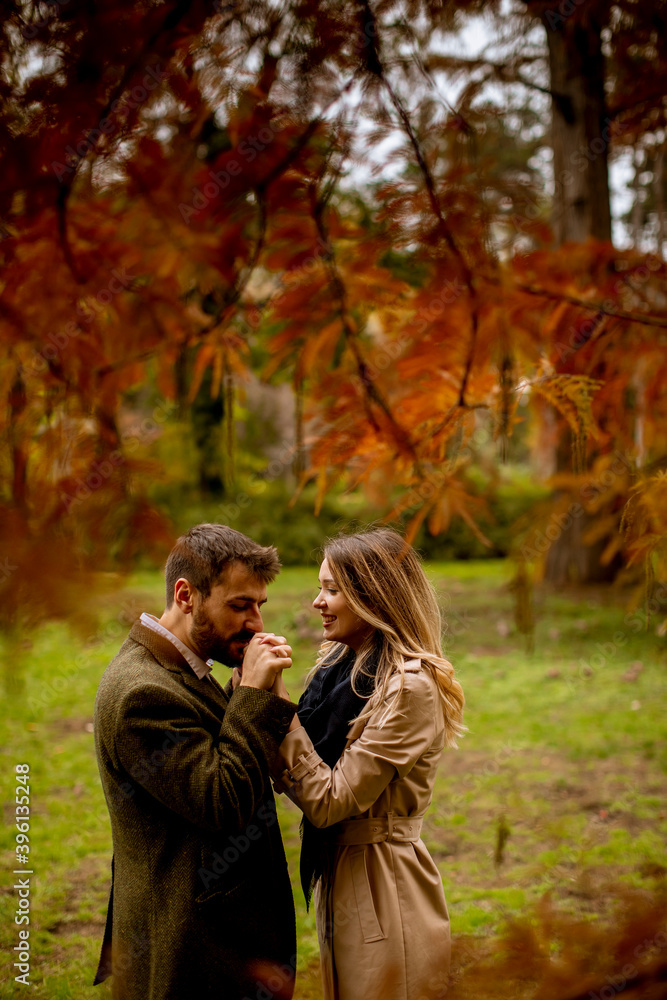Young couple in the autumn park Young couple in the autumn park